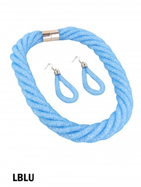 SPARKLE TUBE TWIST NECKLACE AND EARRING SET